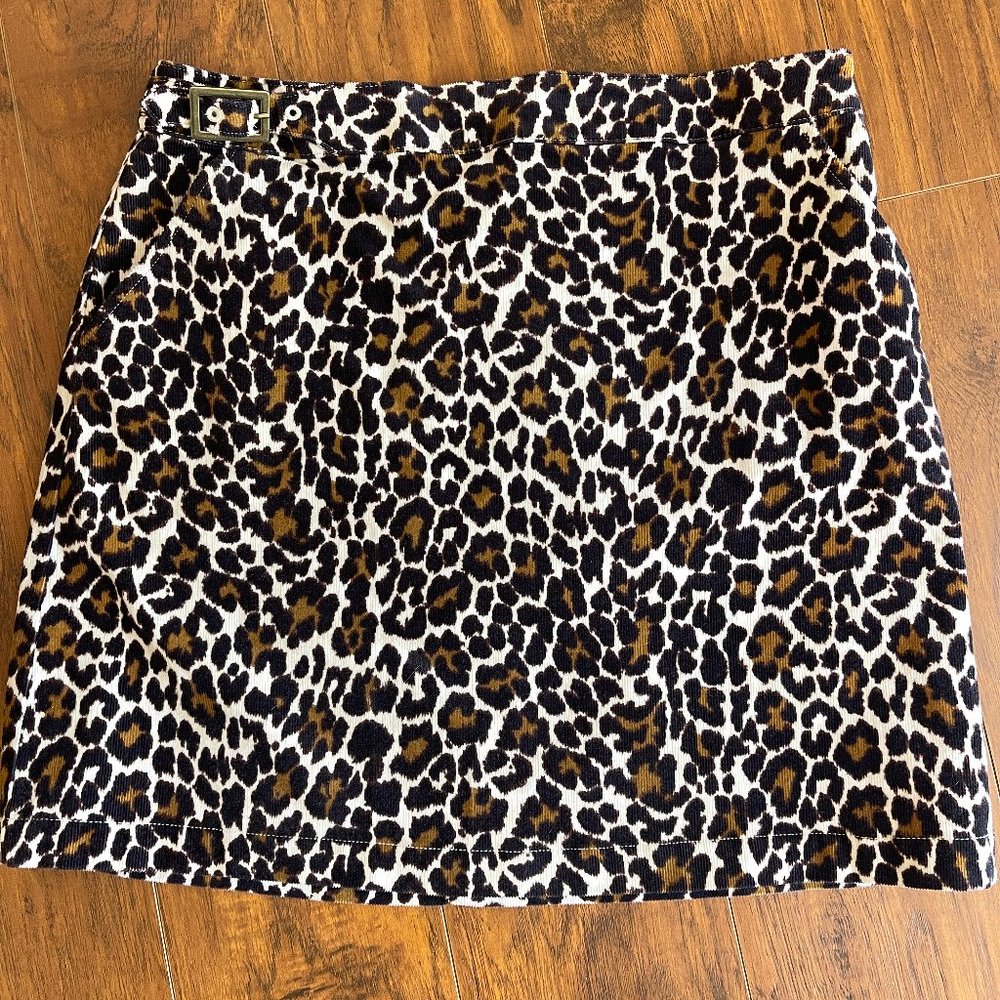 J. Crew Leopard Print Corduroy Skirt